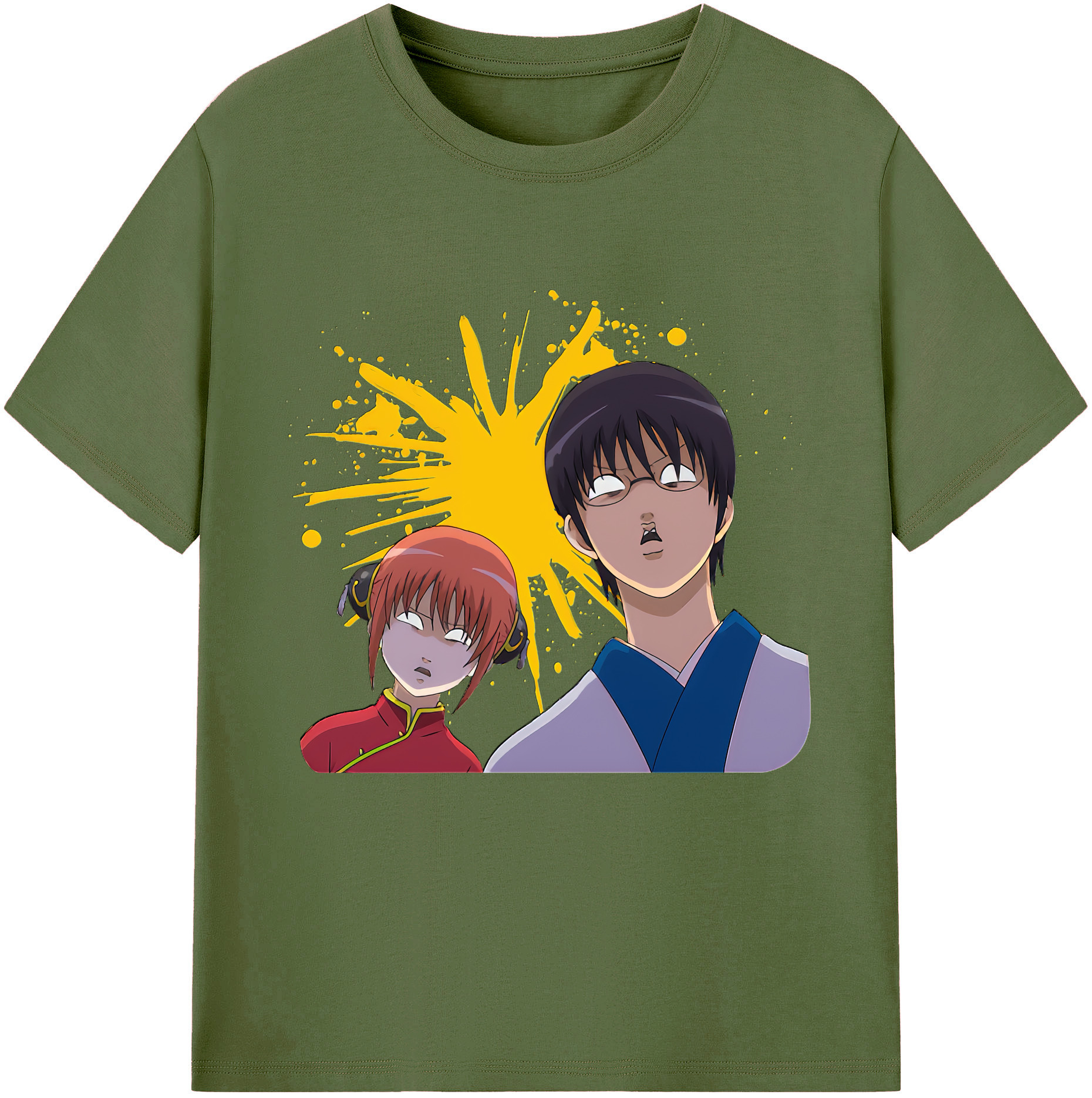 （画像用） ぎんたま 坂田銀時（さかたぎんとき） 神楽 志村新八（しむら しんぱち） GINTAMA Sakata Gintoki Kagura Shimura Shinpachi 綿100％半袖Tシャツ（フロントプリント）